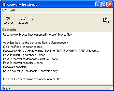 Click to view Recovery for Money 1.6.0839 screenshot