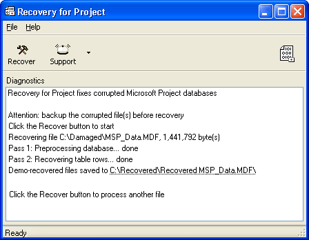 Click to view Recovery for Project 2.0.1013 screenshot