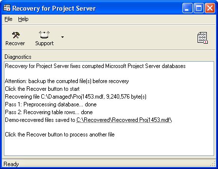 Click to view Recovery for Project Server 1.1.0841 screenshot