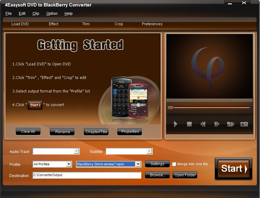 Click to view 4Videosoft DVD to BlackBerry Converter 3.3.20 screenshot