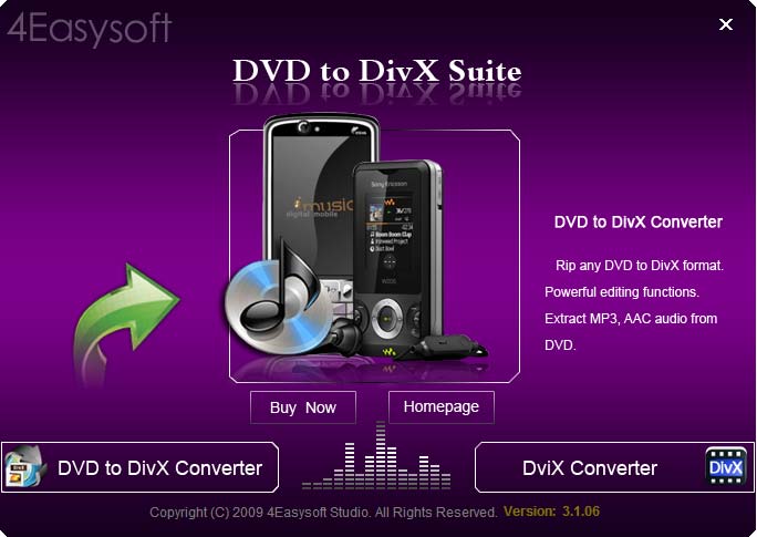 Click to view 4Easysoft DVD to DivX Suite 3.1.06 screenshot