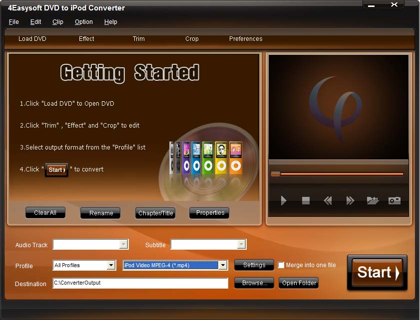 Click to view 4Easysoft DVD to iPod Converter 3.2.22 screenshot