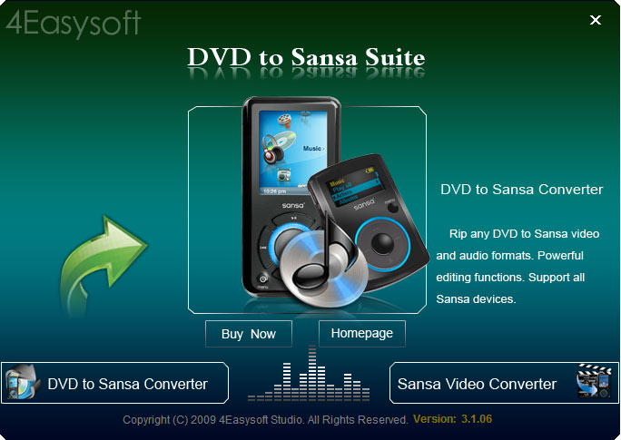 Click to view 4Easysoft DVD to Sansa Suite 3.2.30 screenshot