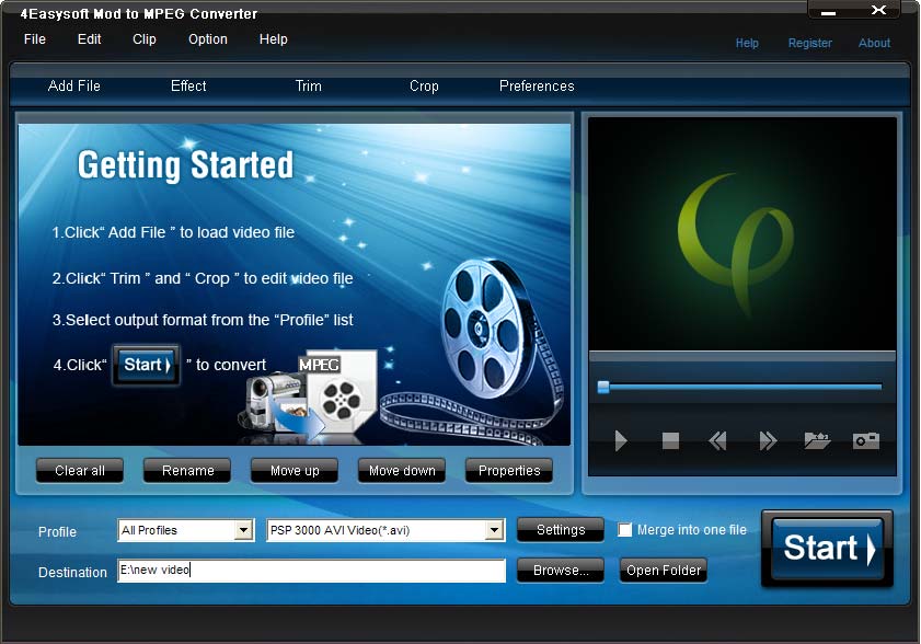 Click to view 4Easysoft Mod to MPEG Converter 4.0.16 screenshot
