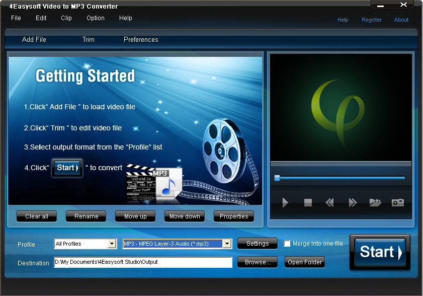 Click to view 4Videosoft Video to MP3 Converter 3.1.08 screenshot