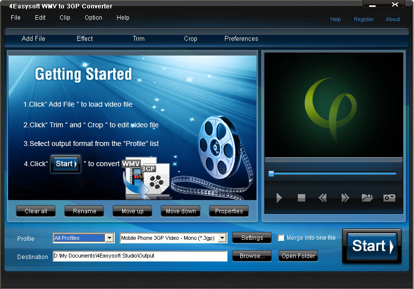 Click to view 4Easysoft WMV to 3GP Converter 3.1.16 screenshot