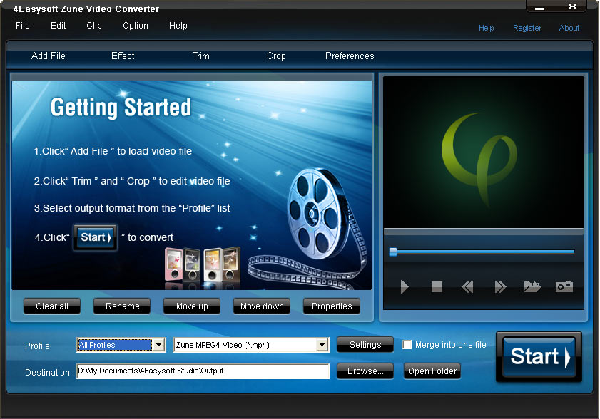 Click to view 4Easysoft Zune Video Converter 3.1.22 screenshot