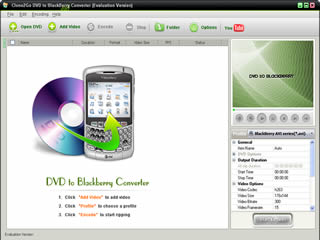 Click to view Clone2Go DVD to BlackBerry Converter 2.5.0 screenshot