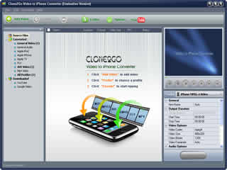 Click to view Clone2Go Video to iPhone Converter 2.5.0 screenshot