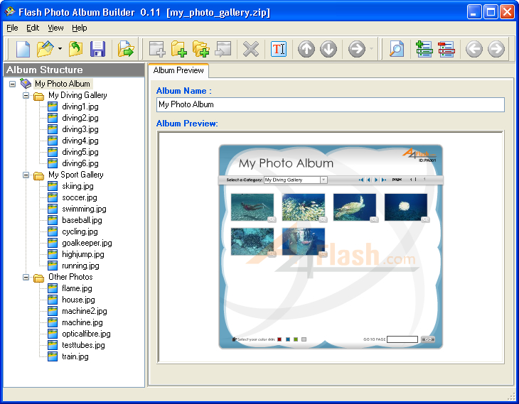 Click to view A4Desk Flash Photo Gallery Builder 4.00 screenshot