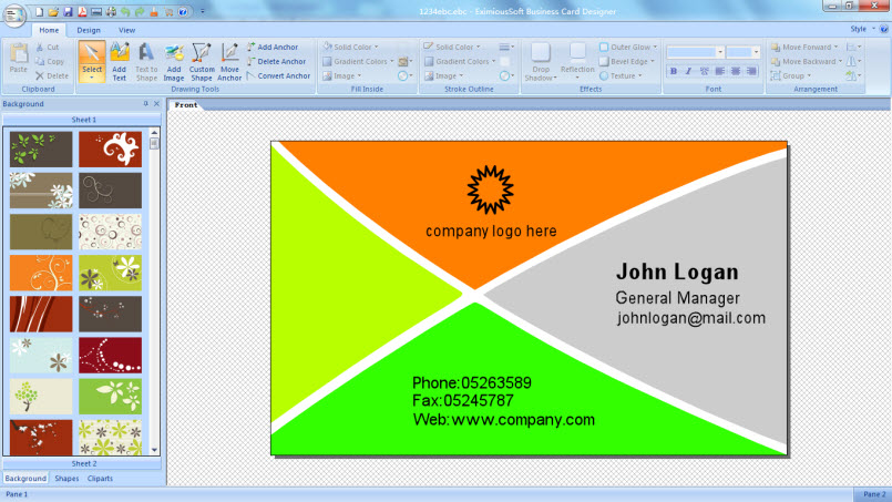 Click to view EximiousSoft Business Card Designer 3.95 screenshot