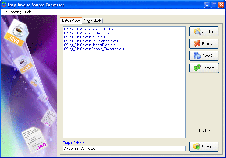 Click to view Easy JAVA to Source Converter 2.3 screenshot