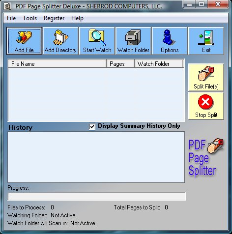 Click to view PDF Splitter Deluxe 1.0 screenshot