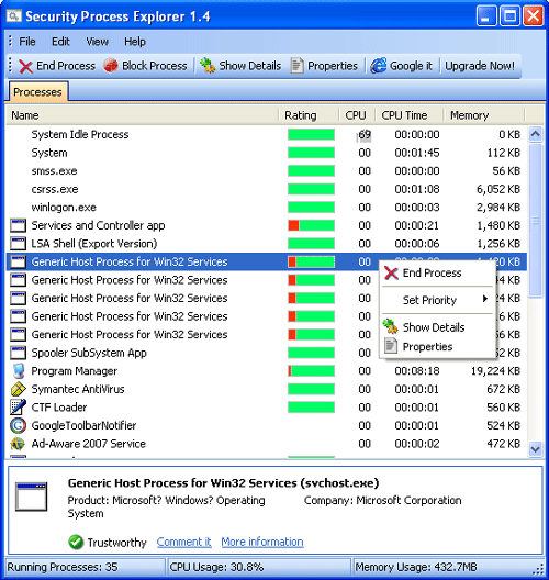 Click to view Security Process Explorer 1.6 screenshot