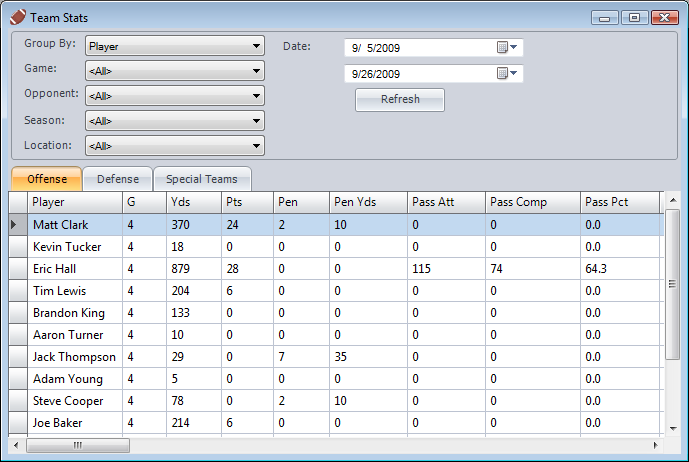 Click to view Football Stat Manager 2.1.0 screenshot