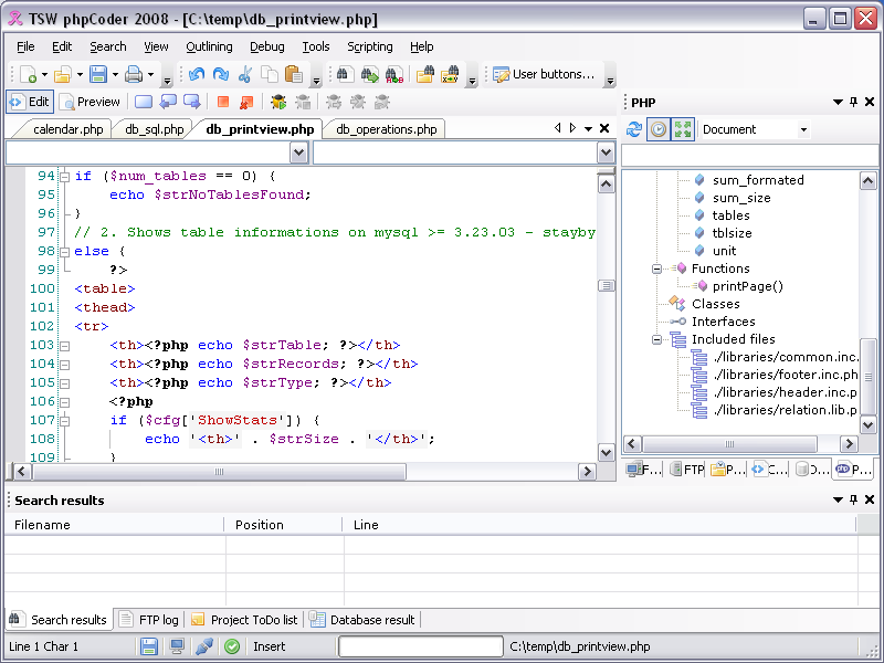 Click to view TSW phpCoder 2008 screenshot