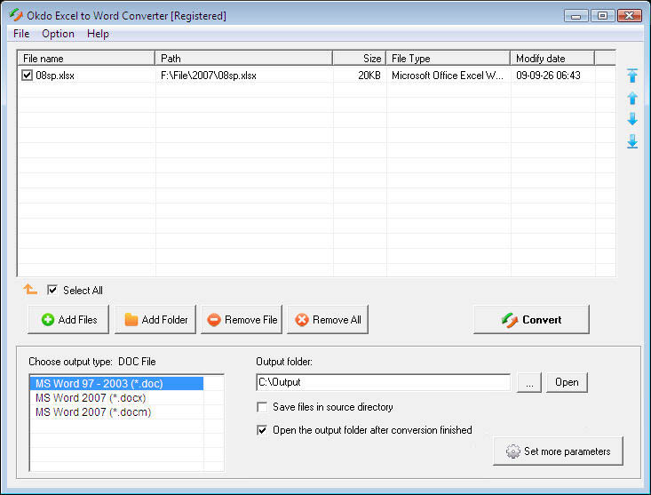 Click to view Okdo Excel to Word Converter 5.4 screenshot