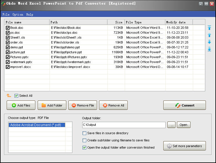 Click to view Okdo Word Excel PowerPoint to Pdf Converter 5.4 screenshot