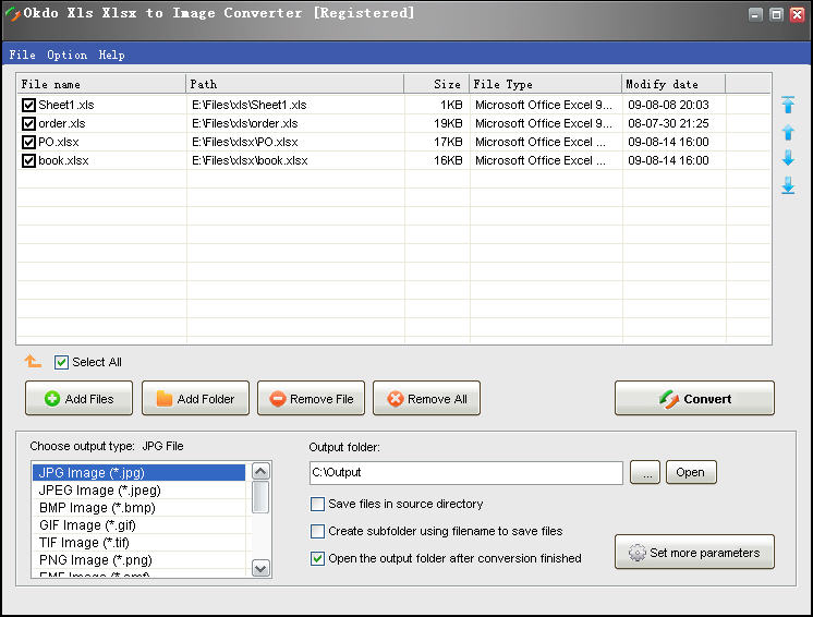 Click to view Okdo Xls Xlsx to Image Converter 5.4 screenshot