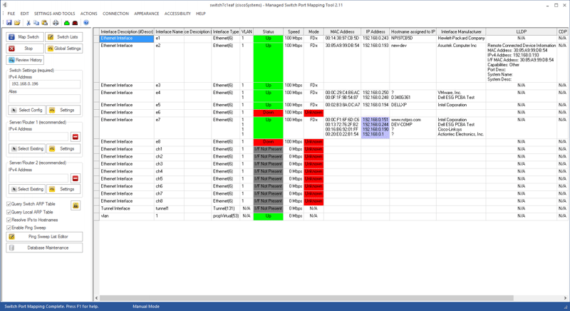 Click to view Managed Switch Port Mapping Tool 2.35 screenshot