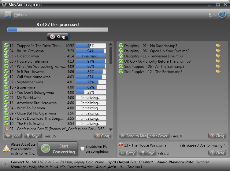 Click to view MuvAudio 3.5.1.0 screenshot