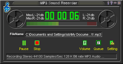 Click to view Power Mp3 Recorder(MP3 Sound Recorder) 6.0 screenshot