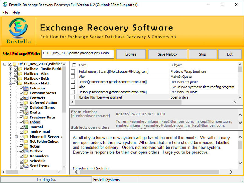 Click to view Perfect EDB Recovery 7.5 screenshot