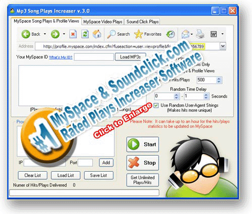 Click to view Increase MySpace Plays Increaser 4.6 screenshot