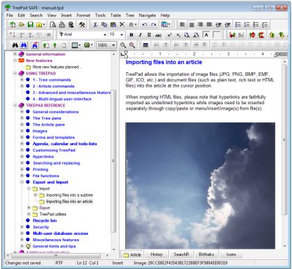 Click to view TreePad SAFE 8.0.1 screenshot