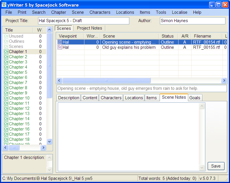 Click to view yWriter5 5.2.1.1 screenshot