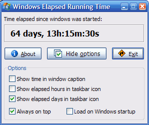 Click to view Windows Elapsed Running Time 1.6.0 screenshot