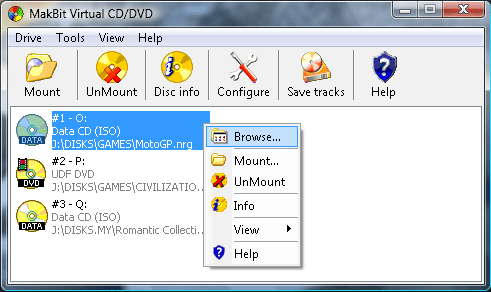 Click to view MakBit Virtual CD/DVD 1.95 screenshot