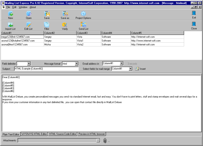 Click to view Mailing List Express Pro 6.80 screenshot