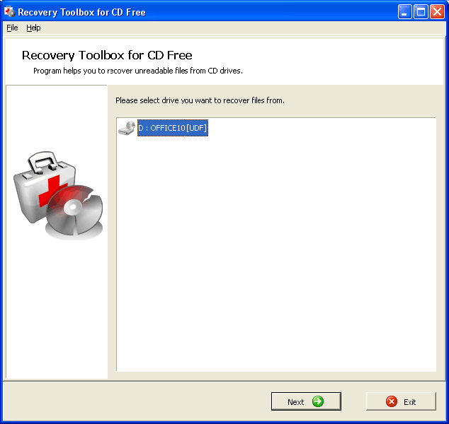 Click to view Recovery Toolbox for CD Free 2.0.7 screenshot