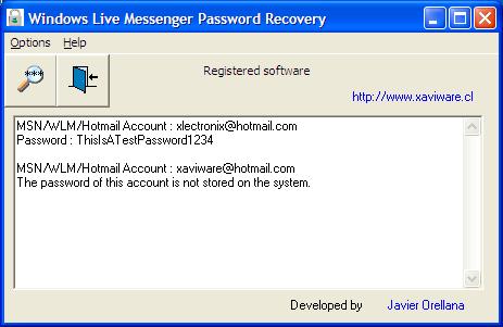 Click to view Windows Live Mail Password Recovery 1.0.6 screenshot