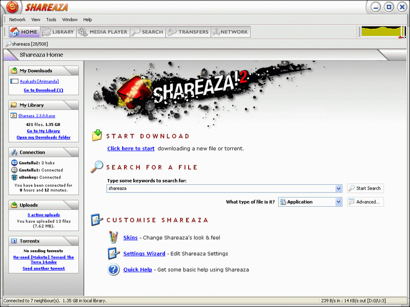 Click to view Shareaza 2.7.7.0 screenshot