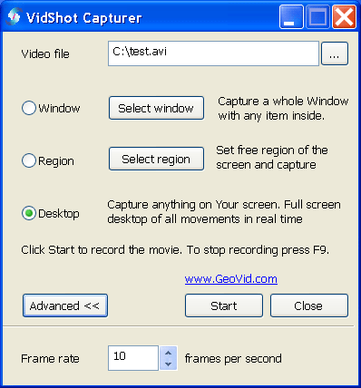 Click to view VidShot Capturer 1.0.82 screenshot
