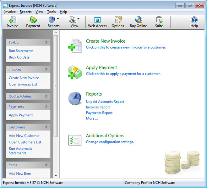 Click to view Express Invoice Free Edition 4.15 screenshot