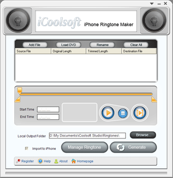 Click to view iCoolsoft iPhone Ringtone Maker 3.1.10 screenshot