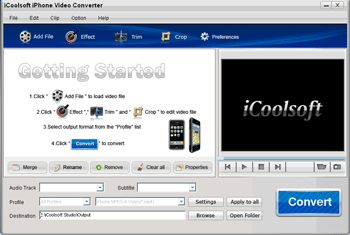 Click to view iCoolsoft iPhone Video Converter 3.1.10 screenshot