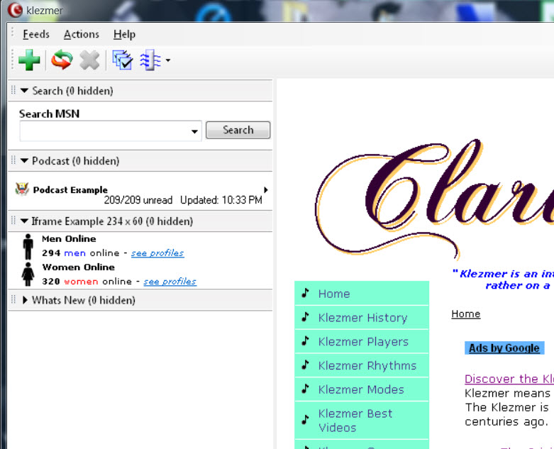 Click to view klezmer feed 1.0 screenshot