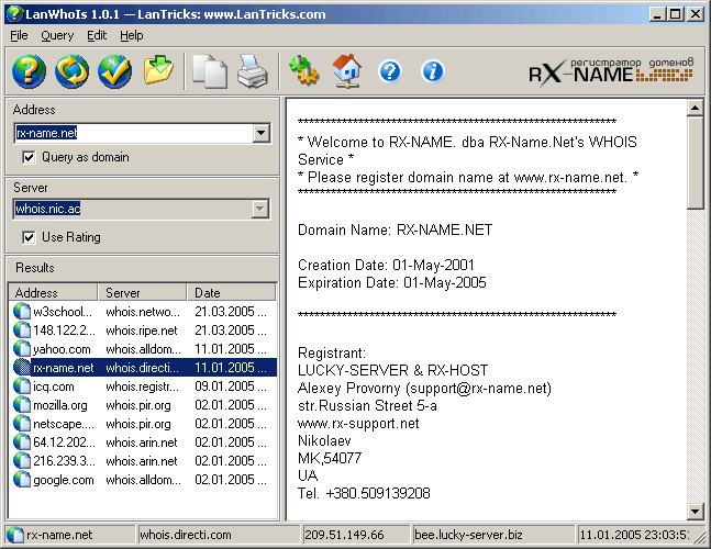 Click to view LanWhoIs 1.0.1 screenshot