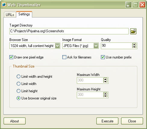 Click to view Web Thumbnailer 1.0 screenshot