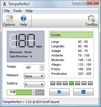 Click to view TempoPerfect Computer Metronome 3.08 screenshot