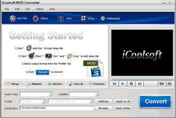 Click to view iCoolsoft MOD Converter 3.1.10 screenshot
