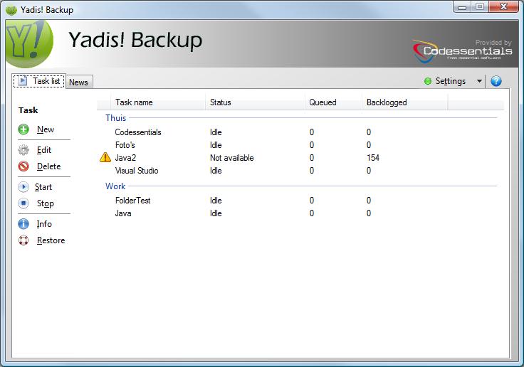 Click to view Yadis! Backup 1.10.12 screenshot