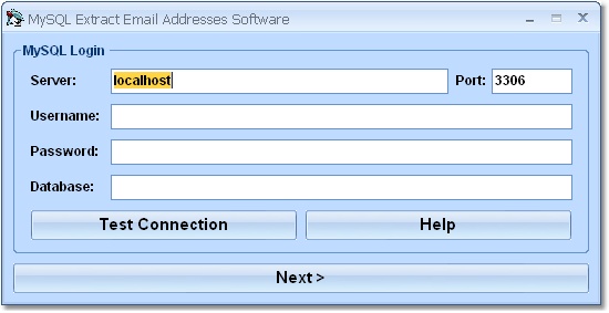 Click to view MySQL Extract Email Addresses Software 7.0 screenshot