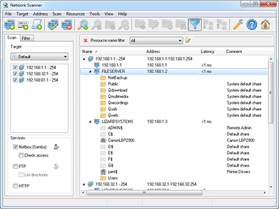 Click to view Network Scanner by LizardSystems 3.3 screenshot