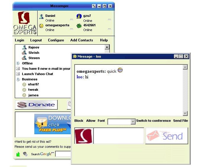 Click to view Omega Messenger 3.5 screenshot