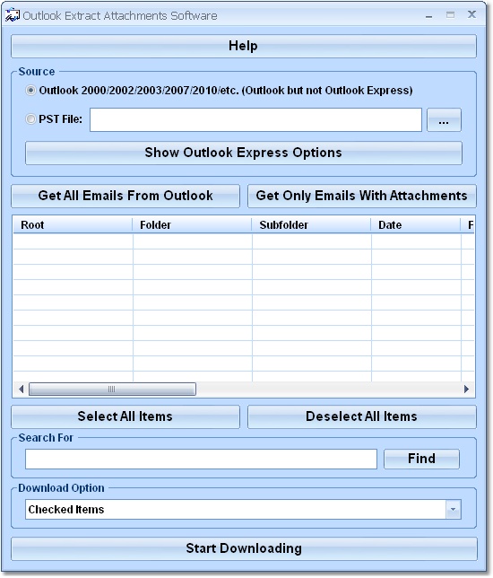 Click to view Outlook Extract Attachments Software 7.0 screenshot